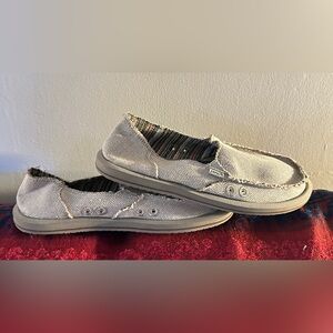 Sanuk women tan Canvas Slip-On Loafers